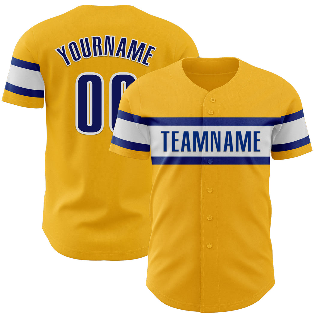 Custom Gold Royal-White Authentic Baseball Jersey