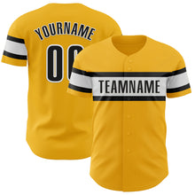 Laden Sie das Bild in den Galerie-Viewer, Custom Gold Black-White Authentic Baseball Jersey
