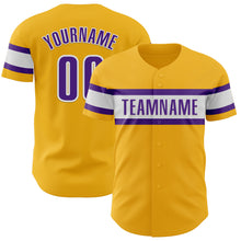 Charger l&#39;image dans la galerie, Custom Gold Purple-White Authentic Baseball Jersey
