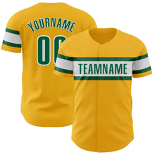 Laden Sie das Bild in den Galerie-Viewer, Custom Gold Kelly Green-White Authentic Baseball Jersey
