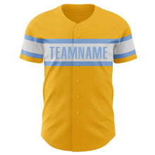 Загрузить изображение в средство просмотра галереи, Custom Gold Light Blue-White Authentic Baseball Jersey
