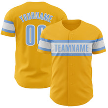 Загрузить изображение в средство просмотра галереи, Custom Gold Light Blue-White Authentic Baseball Jersey
