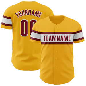 Custom Gold Crimson-White Authentic Baseball Jersey