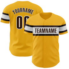 Charger l&#39;image dans la galerie, Custom Gold Brown-White Authentic Baseball Jersey
