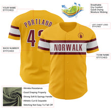 Charger l&#39;image dans la galerie, Custom Gold Burgundy-White Authentic Baseball Jersey
