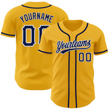 Загрузить изображение в средство просмотра галереи, Custom Gold Navy-White Authentic Baseball Jersey
