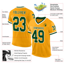 Загрузить изображение в средство просмотра галереи, Custom Gold Green-White Mesh Authentic Throwback Football Jersey
