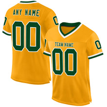 Загрузить изображение в средство просмотра галереи, Custom Gold Green-White Mesh Authentic Throwback Football Jersey
