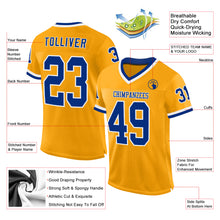 Загрузить изображение в средство просмотра галереи, Custom Gold Royal-White Mesh Authentic Throwback Football Jersey
