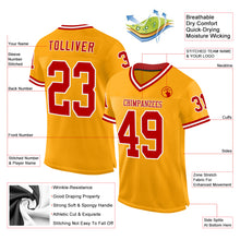 Laden Sie das Bild in den Galerie-Viewer, Custom Gold Red-White Mesh Authentic Throwback Football Jersey
