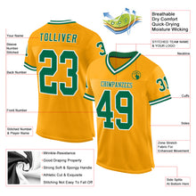 Загрузить изображение в средство просмотра галереи, Custom Gold Kelly Green-White Mesh Authentic Throwback Football Jersey
