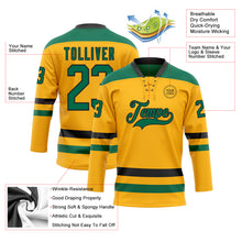 Загрузить изображение в средство просмотра галереи, Custom Gold Kelly Green-Black Hockey Lace Neck Jersey
