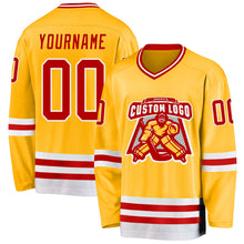 Charger l&#39;image dans la galerie, Custom Gold Red-White Hockey Jersey
