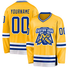 Charger l&#39;image dans la galerie, Custom Gold Royal-White Hockey Jersey
