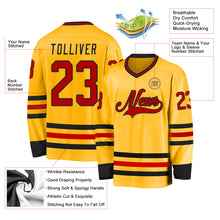 Laden Sie das Bild in den Galerie-Viewer, Custom Gold Red-Black Hockey Jersey
