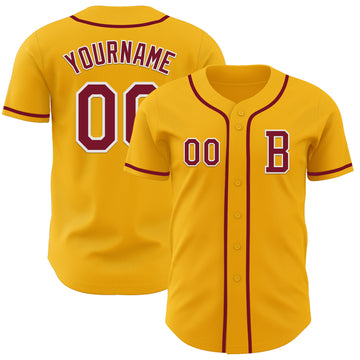 Custom Gold Crimson-White Authentic Baseball Jersey