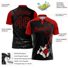 Laden Sie das Bild in den Galerie-Viewer, Custom Black Red 3D Pattern Design Bowling Performance Polo Shirt
