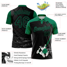 Загрузить изображение в средство просмотра галереи, Custom Black Kelly Green 3D Pattern Design Bowling Performance Polo Shirt
