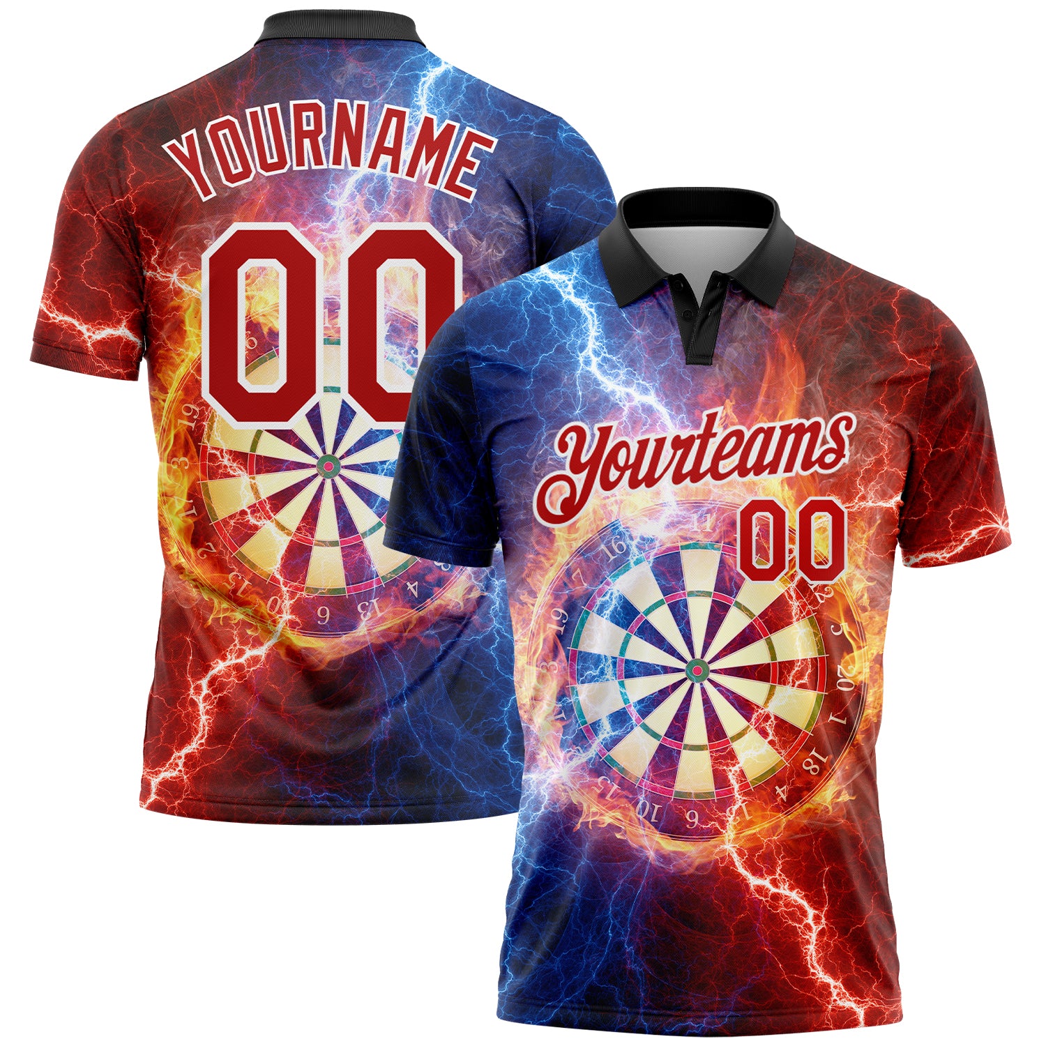 Skull Flag Red Line Custom Darts Jerseys for Men, 3D All Over Print Sh