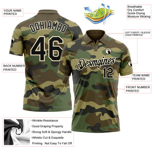 Custom Camo Black-Cream Performance Salute To Service Golf Polo Shirt