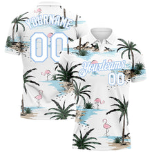 Charger l&#39;image dans la galerie, Custom White Light Blue 3D Pattern Design Hawaii Palm Trees Performance Golf Polo Shirt
