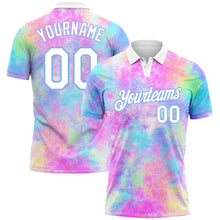 Charger l&#39;image dans la galerie, Custom Tie Dye White-Light Blue 3D Watercolor Performance Golf Polo Shirt
