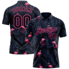 Laden Sie das Bild in den Galerie-Viewer, Custom Black Pink 3D Pattern Design Flamingo Performance Golf Polo Shirt
