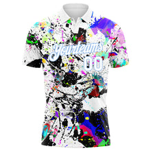 Charger l&#39;image dans la galerie, Custom Graffiti Pattern White-Light Blue 3D Splashes Performance Golf Polo Shirt
