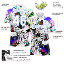 Charger l&#39;image dans la galerie, Custom Graffiti Pattern White-Light Blue 3D Splashes Performance Golf Polo Shirt
