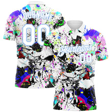 Charger l&#39;image dans la galerie, Custom Graffiti Pattern White-Light Blue 3D Splashes Performance Golf Polo Shirt
