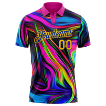 Charger l&#39;image dans la galerie, Custom Deep Pink Yellow-Royal 3D Pattern Design Abstract Colorful Psychedelic Fluid Art Performance Golf Polo Shirt
