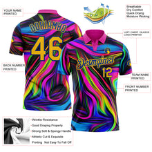 Charger l&#39;image dans la galerie, Custom Deep Pink Yellow-Royal 3D Pattern Design Abstract Colorful Psychedelic Fluid Art Performance Golf Polo Shirt
