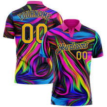 Charger l&#39;image dans la galerie, Custom Deep Pink Yellow-Royal 3D Pattern Design Abstract Colorful Psychedelic Fluid Art Performance Golf Polo Shirt
