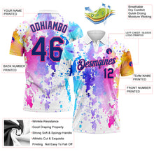 Laden Sie das Bild in den Galerie-Viewer, Custom White Royal-Pink 3D Pattern Design Watercolor Performance Golf Polo Shirt
