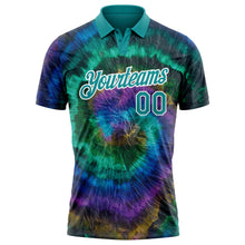 Charger l&#39;image dans la galerie, Custom Tie Dye Teal-White 3D Performance Golf Polo Shirt
