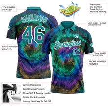 Загрузить изображение в средство просмотра галереи, Custom Tie Dye Teal-White 3D Performance Golf Polo Shirt
