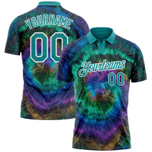 Загрузить изображение в средство просмотра галереи, Custom Tie Dye Teal-White 3D Performance Golf Polo Shirt
