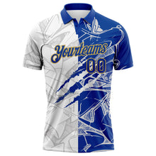 Charger l&#39;image dans la galerie, Custom Graffiti Pattern Royal-Old Gold 3D Scratch Performance Golf Polo Shirt
