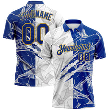 Charger l&#39;image dans la galerie, Custom Graffiti Pattern Royal-Old Gold 3D Scratch Performance Golf Polo Shirt
