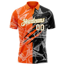 Charger l&#39;image dans la galerie, Custom Graffiti Pattern White Orange-Old Gold 3D Scratch Performance Golf Polo Shirt
