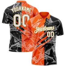 Charger l&#39;image dans la galerie, Custom Graffiti Pattern White Orange-Old Gold 3D Scratch Performance Golf Polo Shirt
