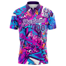 Charger l&#39;image dans la galerie, Custom Graffiti Pattern Purple-White 3D Performance Golf Polo Shirt
