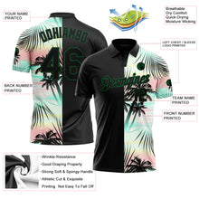 Charger l&#39;image dans la galerie, Custom Black Green 3D Pattern Design Tropical Hawaii Palm Leaves Performance Golf Polo Shirt
