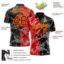 Charger l&#39;image dans la galerie, Custom Graffiti Pattern Red-Yellow 3D Scratch Performance Golf Polo Shirt
