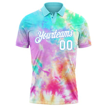 Charger l&#39;image dans la galerie, Custom Tie Dye White-Light Blue 3D Watercolor Performance Golf Polo Shirt
