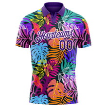 Charger l&#39;image dans la galerie, Custom Purple White 3D Pattern Design Hawaii Palm Trees Performance Golf Polo Shirt
