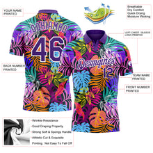 Charger l&#39;image dans la galerie, Custom Purple White 3D Pattern Design Hawaii Palm Trees Performance Golf Polo Shirt
