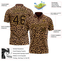 Charger l&#39;image dans la galerie, Custom Brown Old Gold 3D Pattern Design Leopard Print Performance Golf Polo Shirt
