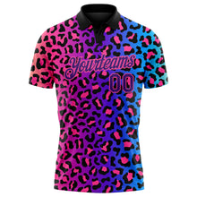 Загрузить изображение в средство просмотра галереи, Custom Pink Purple-Black 3D Pattern Design Leopard Print Performance Golf Polo Shirt
