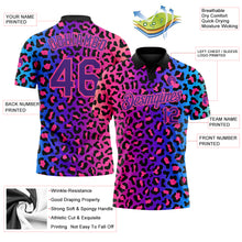 Загрузить изображение в средство просмотра галереи, Custom Pink Purple-Black 3D Pattern Design Leopard Print Performance Golf Polo Shirt
